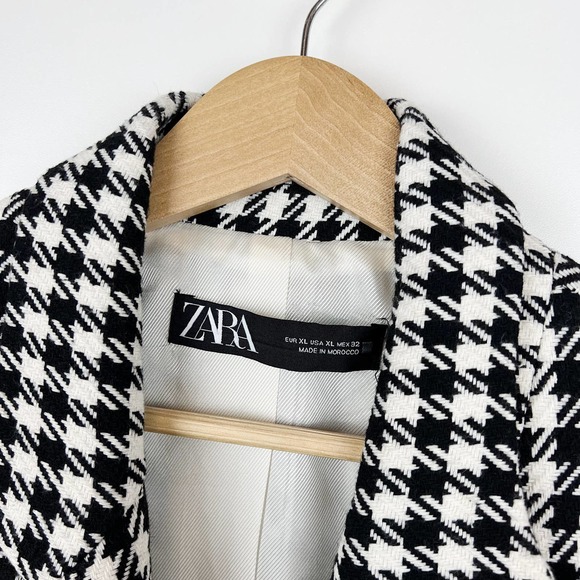Zara Black Plaid Double Breasted Blazer - Picture 4 of 17